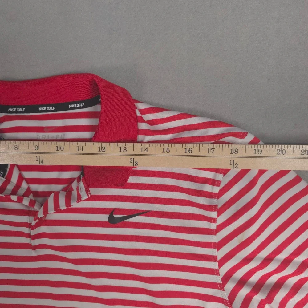 Nike Golf Dri Fit Red White Striped Polo Shirt Mens Large Activewear‎